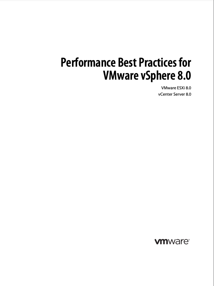 VMware vSphere 8.0 : Bonnes pratiques de performance